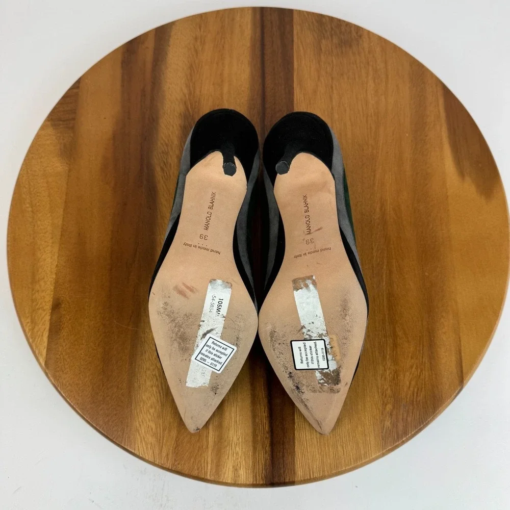 Womens Manolo Blahnik  Striped Suede Stiletto Heels Pumps Shoes Size 39 US 9 GUC